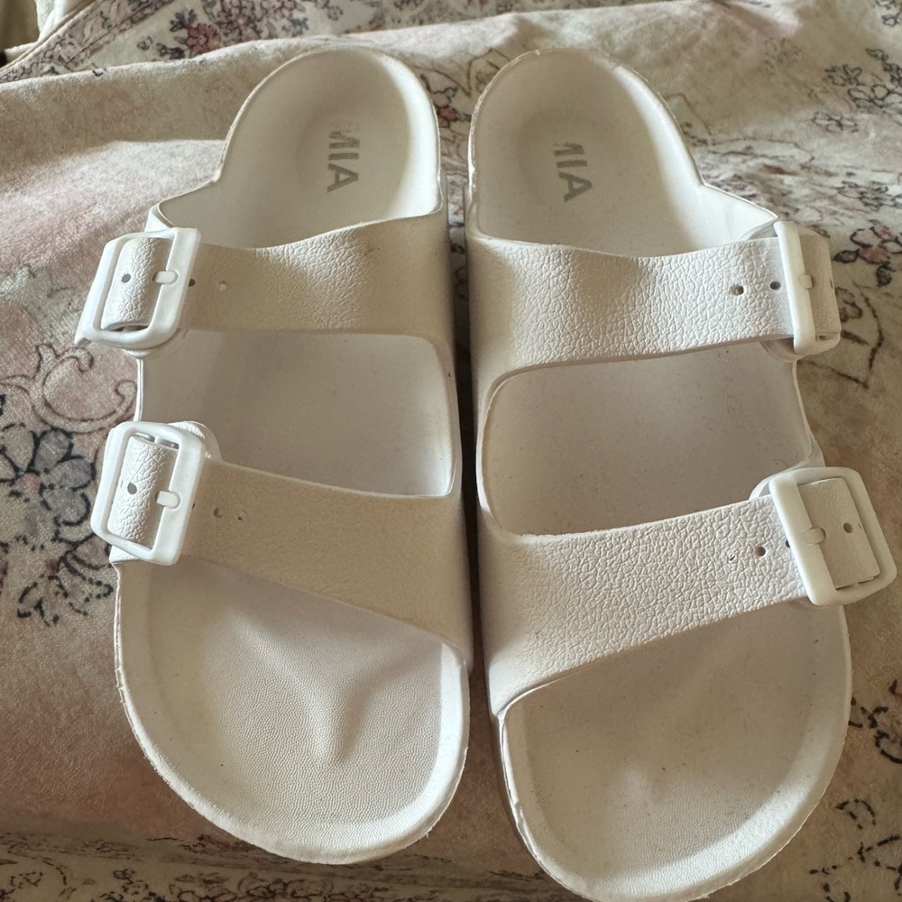 MIA Cream Double Buckle Sandals